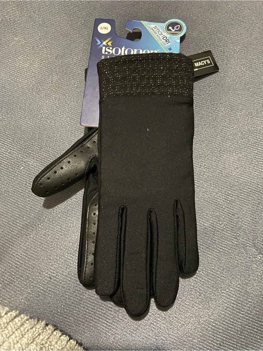 Isotoner Soft Black Gloves L/ XL Brand New